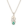 Thumbnail Image 1 of Pear-Shaped Emerald & Diamond Layered Teardrop Necklace 1/15 ct tw 10K Yellow Gold 18”