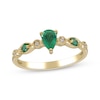 Thumbnail Image 1 of Pear-Shaped Emerald & Diamond Accent Ring 10K Yellow Gold