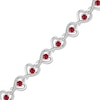 Thumbnail Image 0 of Lab-Created Ruby Interlinked Hearts Bracelet Sterling Silver 7.5"