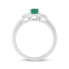 Thumbnail Image 2 of Emerald-Cut Lab-Created Emerald & White Lab-Created Sapphire Three-Stone Ring Sterling Silver