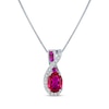 Thumbnail Image 1 of Oval & Square-Cut Lab-Created Ruby & White Lab-Created Sapphire Swirl Necklace Sterling Silver 18&quot;