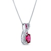 Thumbnail Image 2 of Oval & Square-Cut Lab-Created Ruby & White Lab-Created Sapphire Swirl Necklace Sterling Silver 18&quot;