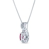 Thumbnail Image 3 of Oval & Square-Cut Lab-Created Ruby & White Lab-Created Sapphire Swirl Necklace Sterling Silver 18&quot;