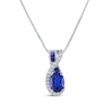 Thumbnail Image 1 of Oval & Square-Cut Lab-Created Blue Lab-Created Sapphire & White Lab-Created Sapphire Swirl Necklace Sterling Silver 18&quot;