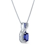 Thumbnail Image 2 of Oval & Square-Cut Lab-Created Blue Lab-Created Sapphire & White Lab-Created Sapphire Swirl Necklace Sterling Silver 18&quot;