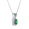 Thumbnail Image 2 of Oval & Square-Cut Lab-Created Emerald & White Lab-Created Sapphire Swirl Necklace Sterling Silver 18&quot;