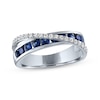 Thumbnail Image 1 of Blue Lab-Created Sapphire & White Lab-Created Sapphire Crossover Ring Sterling Silver