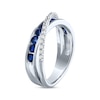 Thumbnail Image 2 of Blue Lab-Created Sapphire & White Lab-Created Sapphire Crossover Ring Sterling Silver