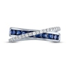 Thumbnail Image 3 of Blue Lab-Created Sapphire & White Lab-Created Sapphire Crossover Ring Sterling Silver