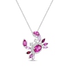 Thumbnail Image 1 of Multi-Shape Lab-Created Ruby, Pink & White Lab-Created Sapphire Crab Necklace Sterling Silver 18"