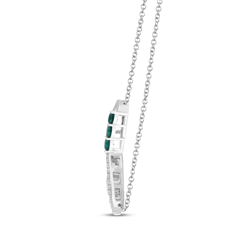 Main Image 2 of Lab-Created Emerald & White Lab-Created Sapphire &quot;Mom&quot; Infinity Necklace Sterling Silver 20&quot;