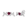 Thumbnail Image 1 of Heart-Shaped Lab-Created Ruby & White Lab-Created Sapphire &quot;Mom&quot; Earrings Sterling Silver