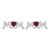 Thumbnail Image 2 of Heart-Shaped Lab-Created Ruby & White Lab-Created Sapphire &quot;Mom&quot; Earrings Sterling Silver