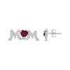 Thumbnail Image 3 of Heart-Shaped Lab-Created Ruby & White Lab-Created Sapphire &quot;Mom&quot; Earrings Sterling Silver