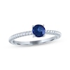 Thumbnail Image 1 of Blue Lab-Created Sapphire Solitaire Rope Ring Sterling Silver