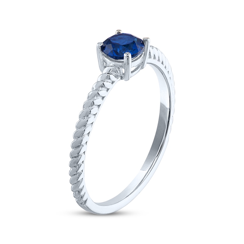 Main Image 2 of Blue Lab-Created Sapphire Solitaire Rope Ring Sterling Silver