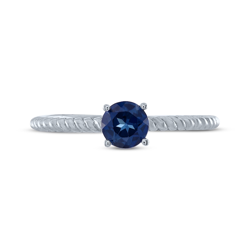 Main Image 3 of Blue Lab-Created Sapphire Solitaire Rope Ring Sterling Silver