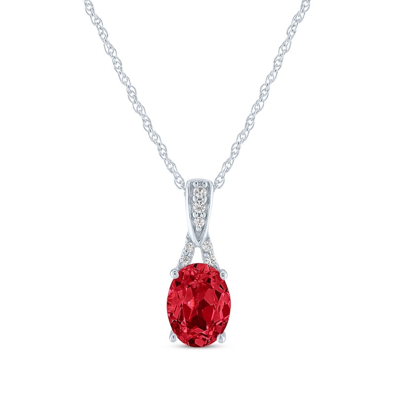 Main Image 2 of Oval-Cut Lab-Created Ruby & White Lab-Created Sapphire Gift Set Sterling Silver