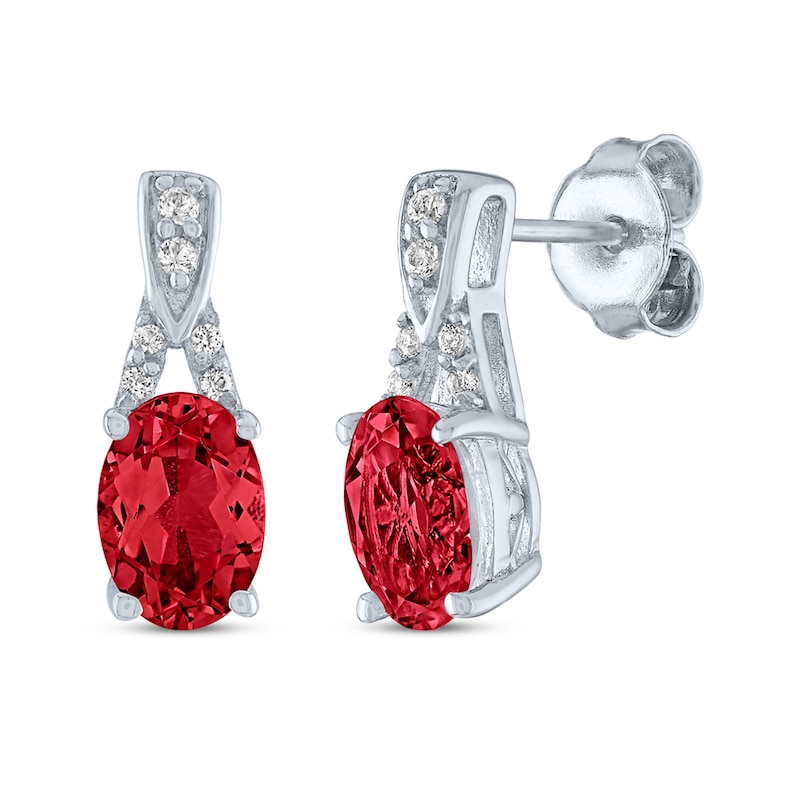 Main Image 4 of Oval-Cut Lab-Created Ruby & White Lab-Created Sapphire Gift Set Sterling Silver