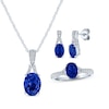 Thumbnail Image 1 of Oval-Cut Blue Lab-Created Sapphire & White Lab-Created Sapphire Gift Set Sterling Silver