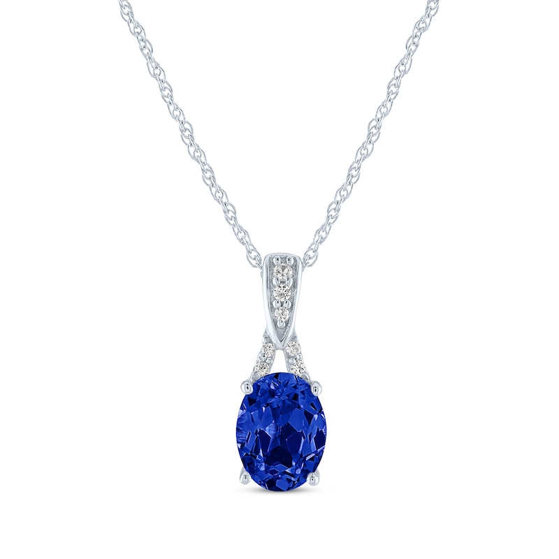 Main Image 2 of Oval-Cut Blue Lab-Created Sapphire & White Lab-Created Sapphire Gift Set Sterling Silver