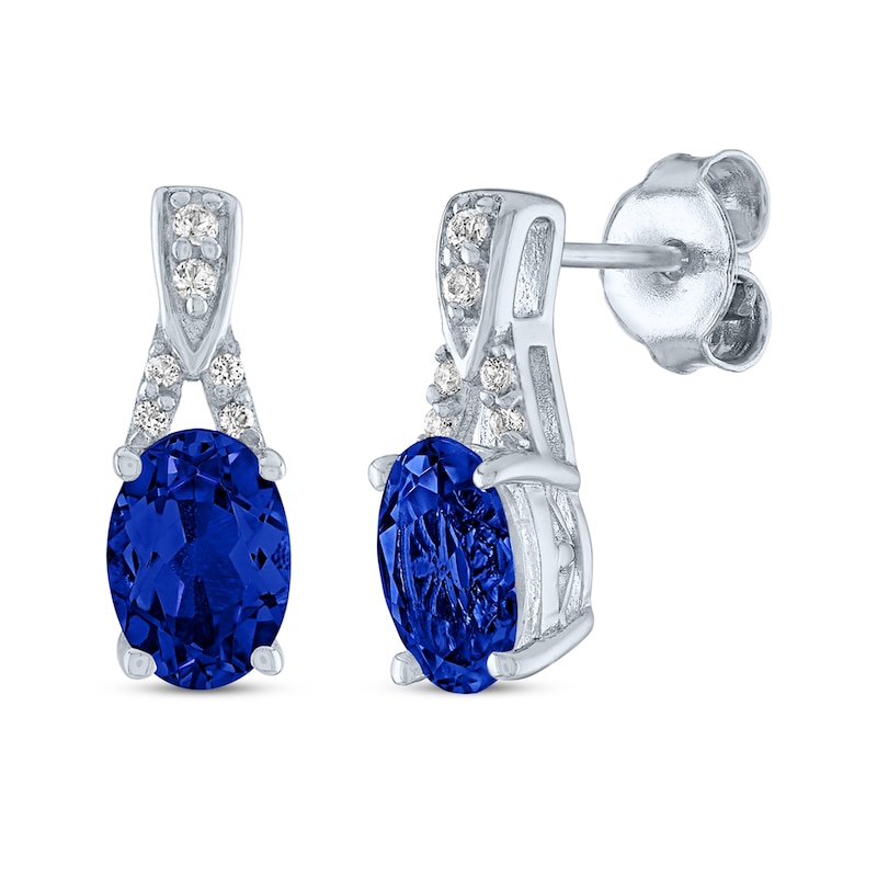 Main Image 4 of Oval-Cut Blue Lab-Created Sapphire & White Lab-Created Sapphire Gift Set Sterling Silver