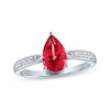 Thumbnail Image 3 of Pear-Shaped Lab-Created Ruby & White Lab-Created Sapphire Gift Set Sterling Silver - Size 7