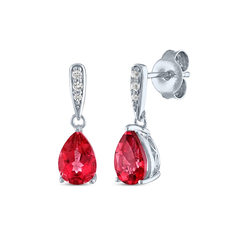 Main Image 4 of Pear-Shaped Lab-Created Ruby & White Lab-Created Sapphire Gift Set Sterling Silver - Size 7