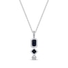 Thumbnail Image 1 of Emerald & Square-Cut Blue Sapphire, Round-Cut Diamond Necklace 1/20 ct tw 10K White Gold 18&quot;