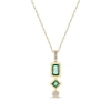 Thumbnail Image 1 of Multi-Shape Emerald & Diamond Drop Necklace 1/20 ct tw 10K Yellow Gold 18&quot;