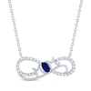 Thumbnail Image 1 of Oval-Cut Blue Lab-Created Sapphire & White Lab-Created Sapphire &quot;Mom&quot; Infinity Necklace Sterling Silver 18&quot;