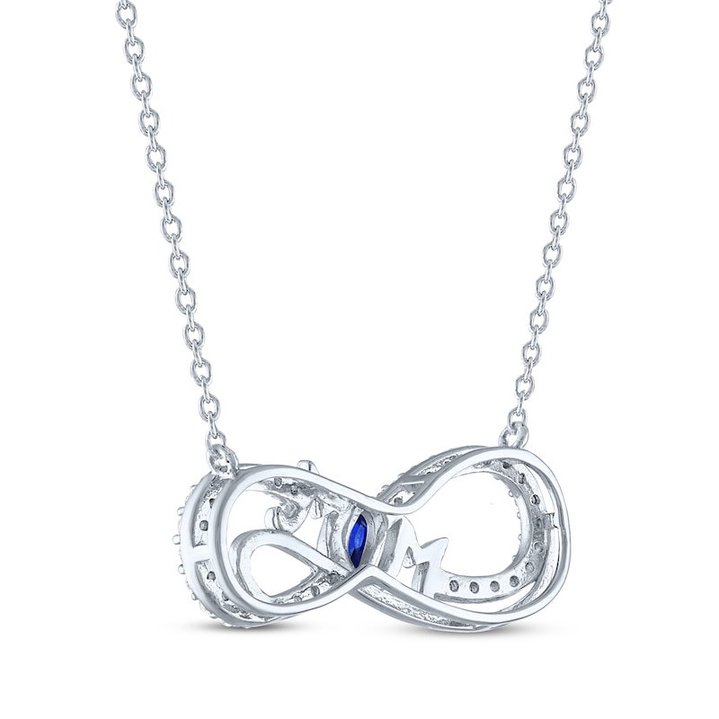 Main Image 3 of Oval-Cut Blue Lab-Created Sapphire & White Lab-Created Sapphire &quot;Mom&quot; Infinity Necklace Sterling Silver 18&quot;