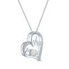 Thumbnail Image 1 of White Lab-Created Sapphire "Mom" Heartbeat Necklace Sterling Silver 18"