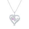 Thumbnail Image 0 of Pink & White Lab-Created Sapphire "Mom" Heart Swirl Necklace Sterling Silver 18"