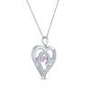 Thumbnail Image 1 of Pink & White Lab-Created Sapphire "Mom" Heart Swirl Necklace Sterling Silver 18"