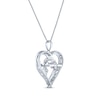 Thumbnail Image 2 of Pink & White Lab-Created Sapphire "Mom" Heart Swirl Necklace Sterling Silver 18"