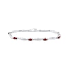 Thumbnail Image 1 of Oval-Cut Lab-Created Ruby & Diamond Accent Wavy Link Bracelet Sterling Silver 7.25&quot;