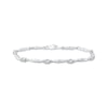 Thumbnail Image 1 of Oval-Cut White Lab-Created Sapphire & Diamond Accent Wavy Link Bracelet Sterling Silver 7.25&quot;