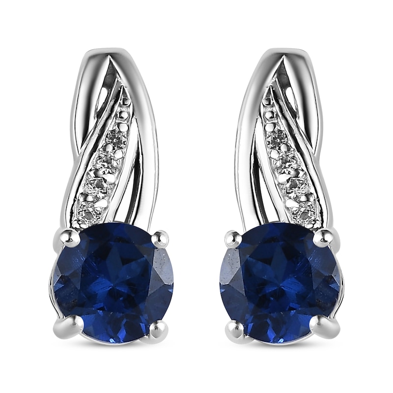 Blue & White Lab-Created Sapphire Earrings Sterling Silver | Kay Outlet