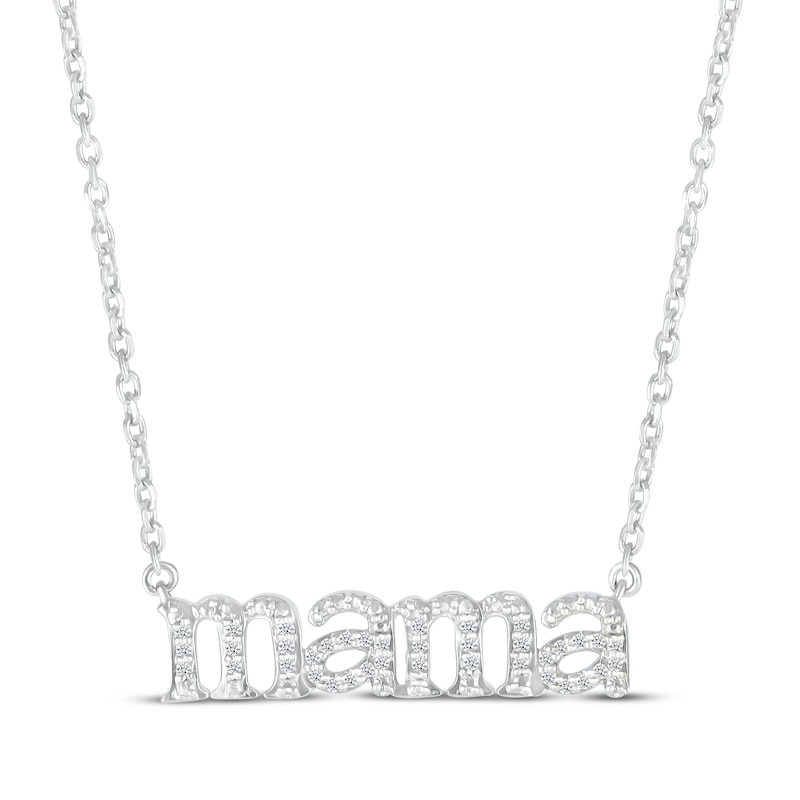 Diamond "Mama" Necklace 1/15 ct tw 10K White Gold 18"