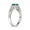 Thumbnail Image 1 of Cushion-Shaped Lab-Created Emerald & White Lab-Created Sapphire Ring Sterling Silver