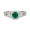 Thumbnail Image 2 of Cushion-Shaped Lab-Created Emerald & White Lab-Created Sapphire Ring Sterling Silver