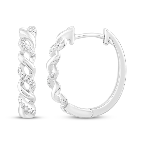 Diamond Twist Hoop Earrings 1/10 ct tw Sterling Silver