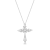 Thumbnail Image 0 of Marquise & Round-Cut White Lab-Created Sapphire Cross Necklace Sterling Silver 18"