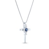 Thumbnail Image 2 of Oval-Cut Blue Lab-Created Sapphire & Round-Cut White Lab-Created Sapphire Cross Necklace Sterling Silver 18&quot;