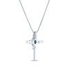 Thumbnail Image 3 of Oval-Cut Lab-Created Emerald & Round-Cut White Lab-Created Sapphire Cross Necklace Sterling Silver 18&quot;