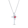 Thumbnail Image 2 of Oval-Cut Lab-Created Ruby & Round-Cut White Lab-Created Sapphire Cross Necklace Sterling Silver 18&quot;