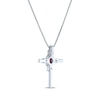 Thumbnail Image 3 of Oval-Cut Lab-Created Ruby & Round-Cut White Lab-Created Sapphire Cross Necklace Sterling Silver 18&quot;