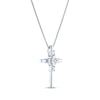 Thumbnail Image 2 of Oval Round-Cut White Lab-Created Sapphire Cross Necklace Sterling Silver 18&quot;