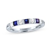 Thumbnail Image 1 of Square-Cut Blue Lab-Created Sapphire & Round-Cut White Lab-Created Sapphire Ring Sterling Silver